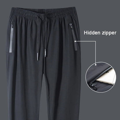 Men's Ice Silk Quick Dry Casual Pants — Slim Fit Korean Sports Straight Trousers