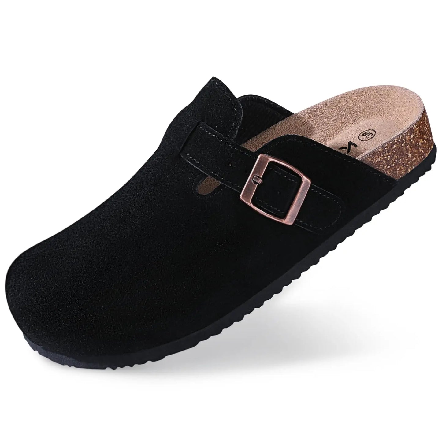 Men’s Suede Clogs — Soft Leather Cork Sandals with Arch Support