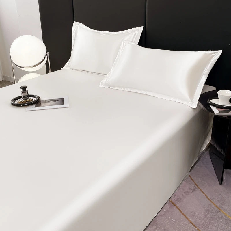 High-end Mulberry Silk Bed Sheet and Pillowcase or Only A Bedsheet Luxury Stain Silky Bed Sheet Set Queen Beautify Skin Bedsheet