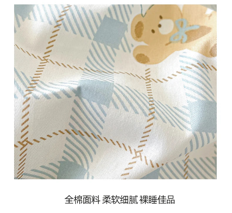 100% Cotton Cute Bear Print Bed Sheet, All Sizes