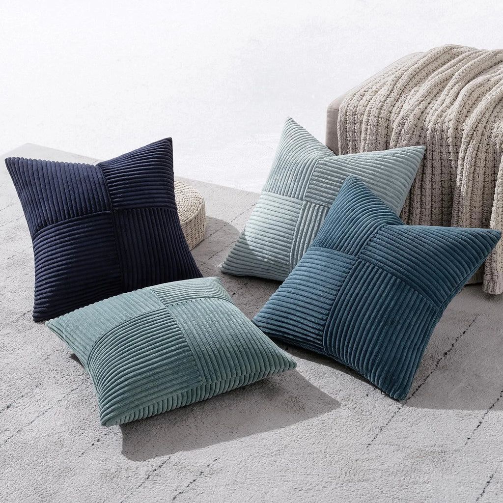 Striped Patchwork Corduroy Cushion Cover