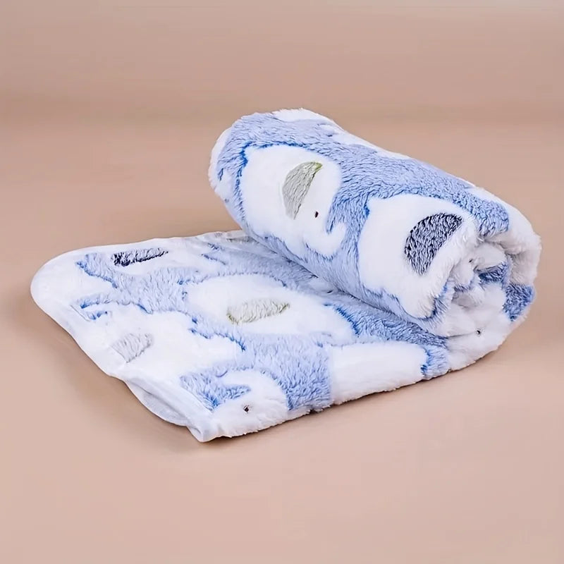 Cartoon Elephant Flannel Pet Blanket, Dogs & Cats