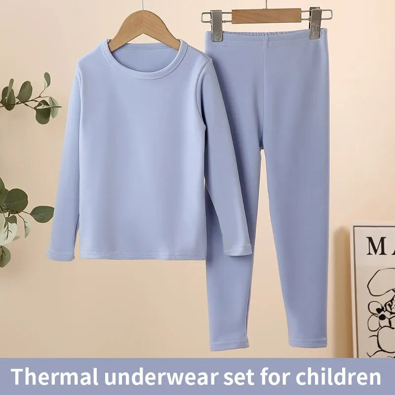 2-Piece Children's Thermal Underwear Suit Boys' Autumn Clothes And Trousers Padded Cotton Sweater Girls' Casual Joker Home Cloth