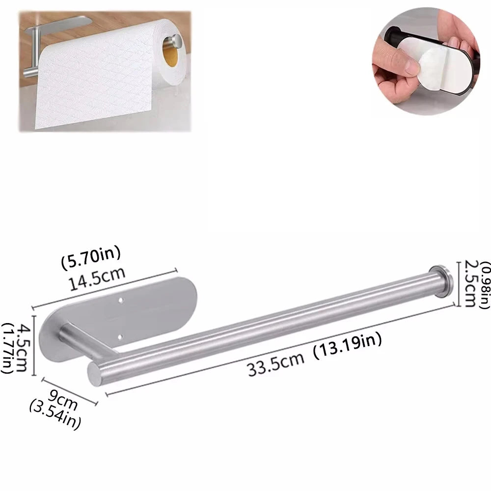 Adhesive Paper Towel Holder and Kitchen Roll Organizer, No-Drill Wall Mount