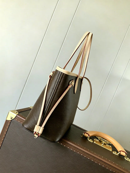 Dark Brown Grained Leather Mini Tote, Removable Strap