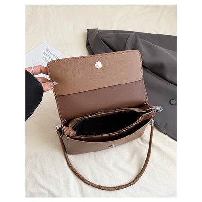 Nude Pebbled Leather Flap Crossbody, Minimalist Design