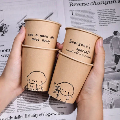 50PCS Biodegradable Paper Tasting Cups 250ml | Coffee Tea Milk Party Tableware
