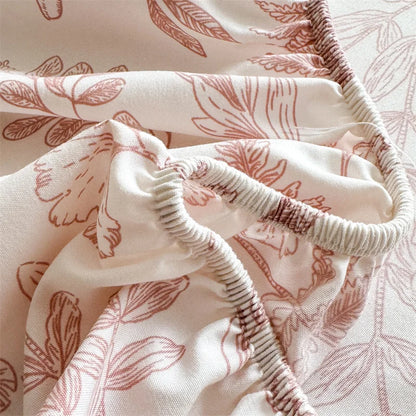 Floral Washed Cotton Fitted Sheet | Single-King