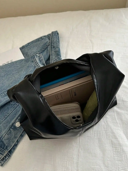 Large Capacity Solid Color Shoulder & Tote Bag