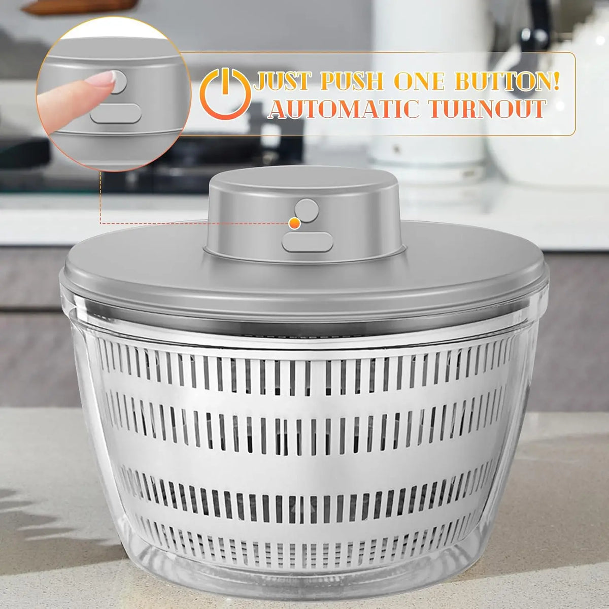 4L USB Rechargeable Electric Salad Spinner and Veggie Dryer