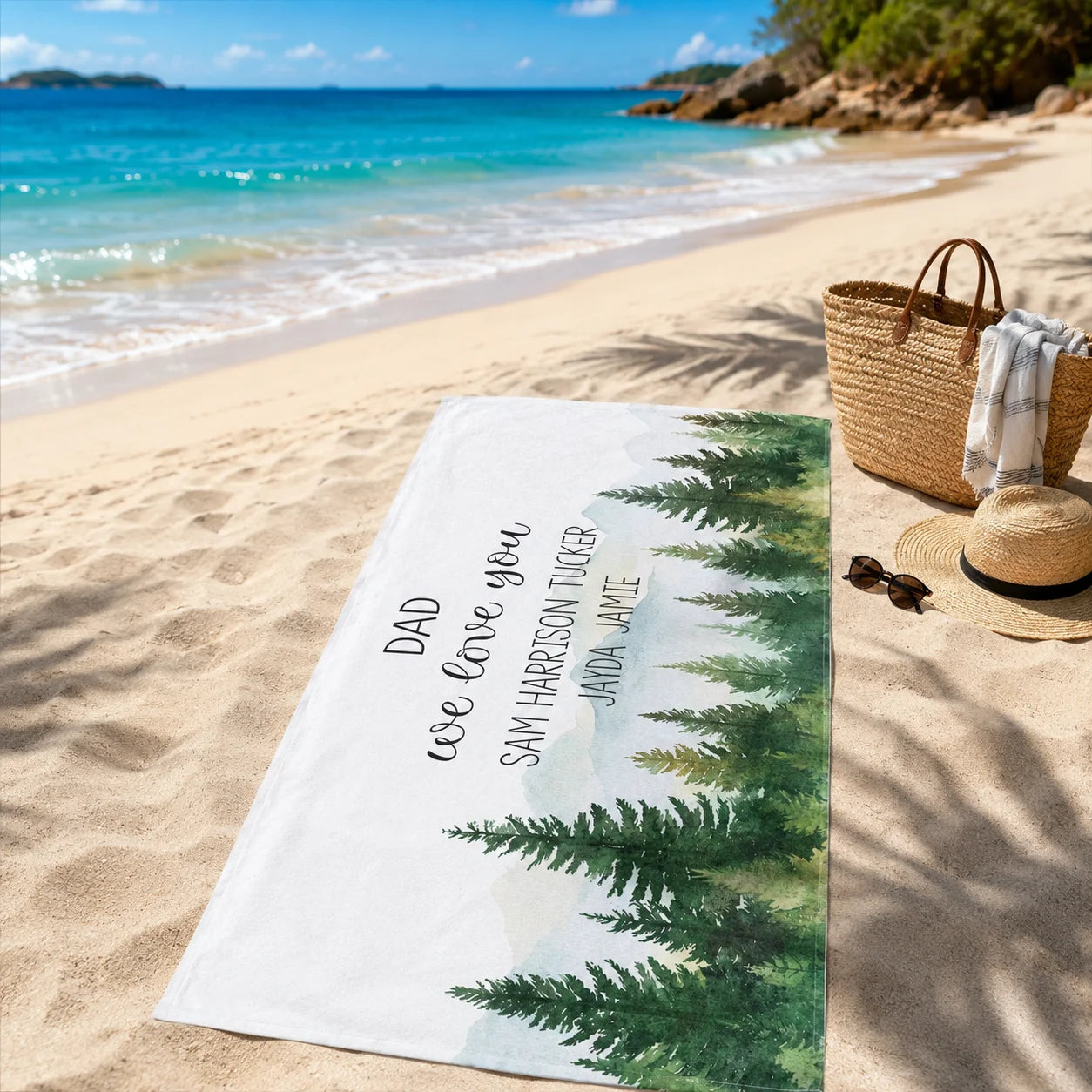 Personalized Father's Day Beach Towel — Custom Summer Gift for Dad