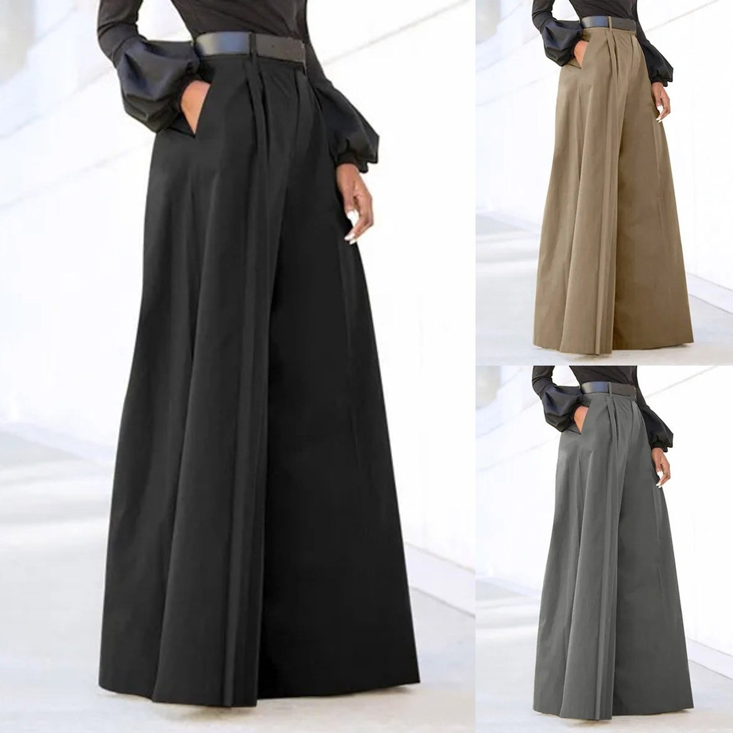 Pants For Women Summer Autumn Palazzo Pants Printed Cropped Cotton Baggy Trousers With Pockets Female Oversized Trousers