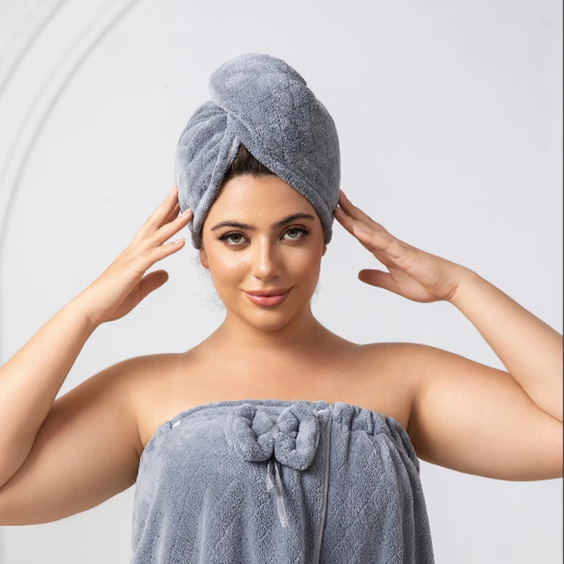 Wearable Bath Towel Set with Shower Cap — Home, Sauna & Spa