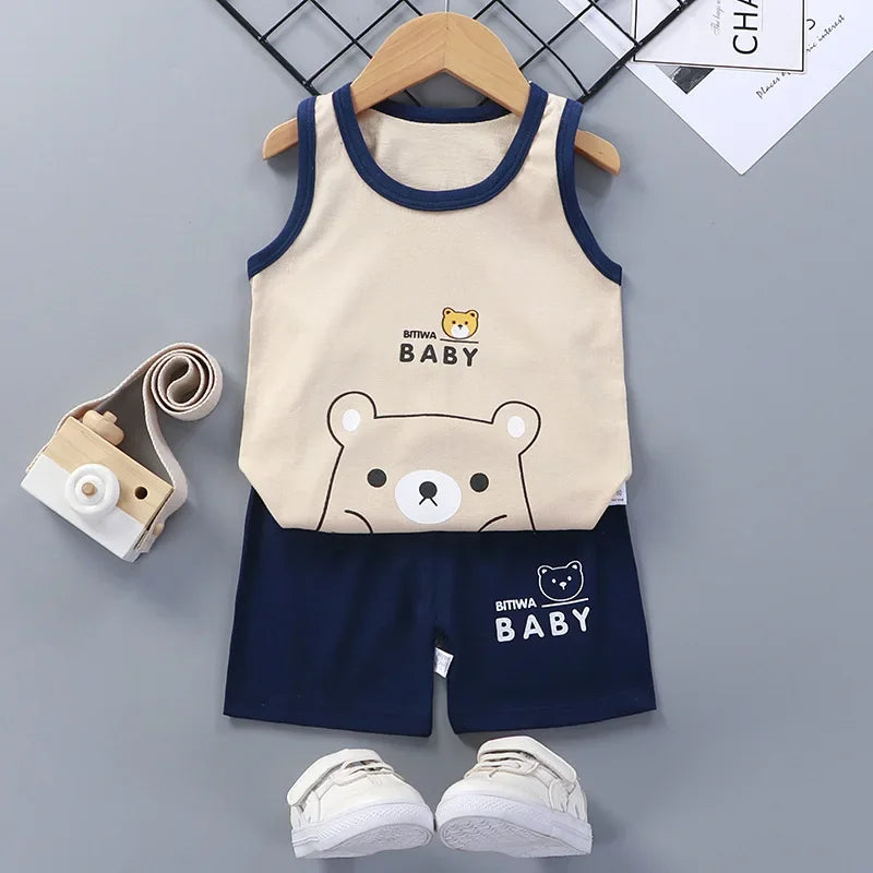 Cotton Tank Top & Shorts Vest Suit Set