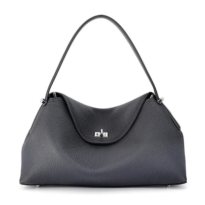 Retro Cowhide Leather Tote, Large Capacity Shopping Bag
