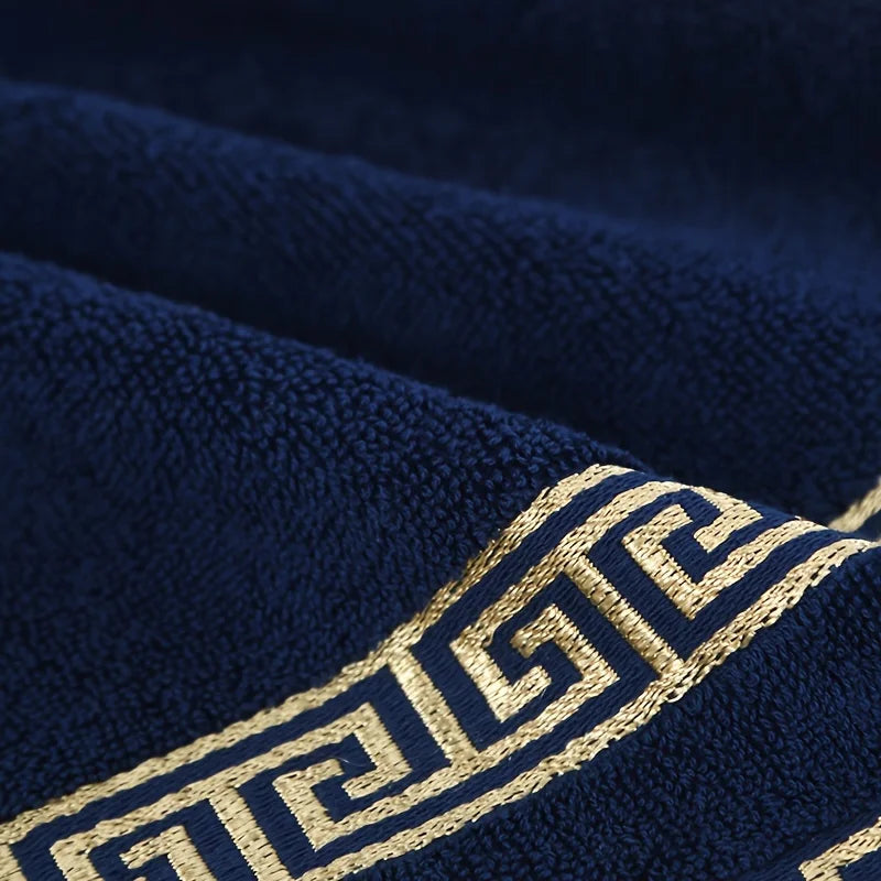 Black Cotton Embroidered Hotel Quality Bath Towel — Face & Body