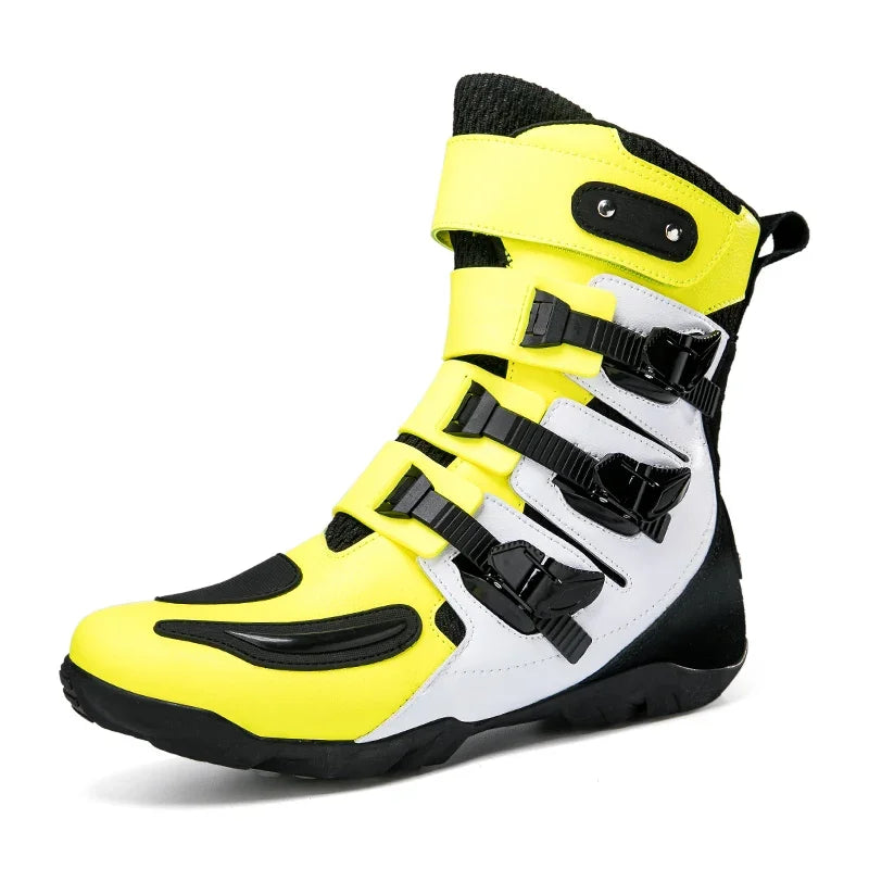 New Waterproof Men's Dirt Bike Shoes Men's Motorcycle Boots New Comfortable Leather Protective Boots Anti-slip Wear-resistant