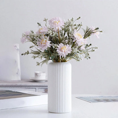 Striped Ceramic-Look Vase — Lightweight Decorative Flower Vase for Home & Floral Display
