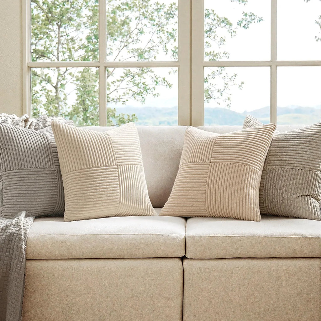 Neutral Corduroy Decorative Cushion Cover