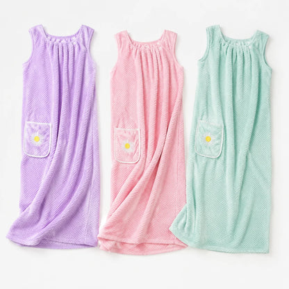 Wearable Bath Wrap Towel, Washable Bathrobe