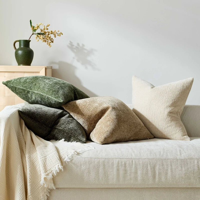 Khaki Chenille Decorative Cushion Cover