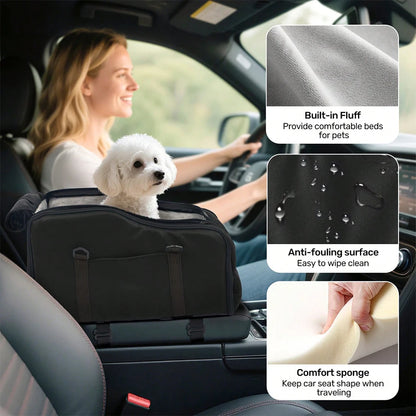 Portable Pet Car Seat with Safety Leash, Up to 12 lbs