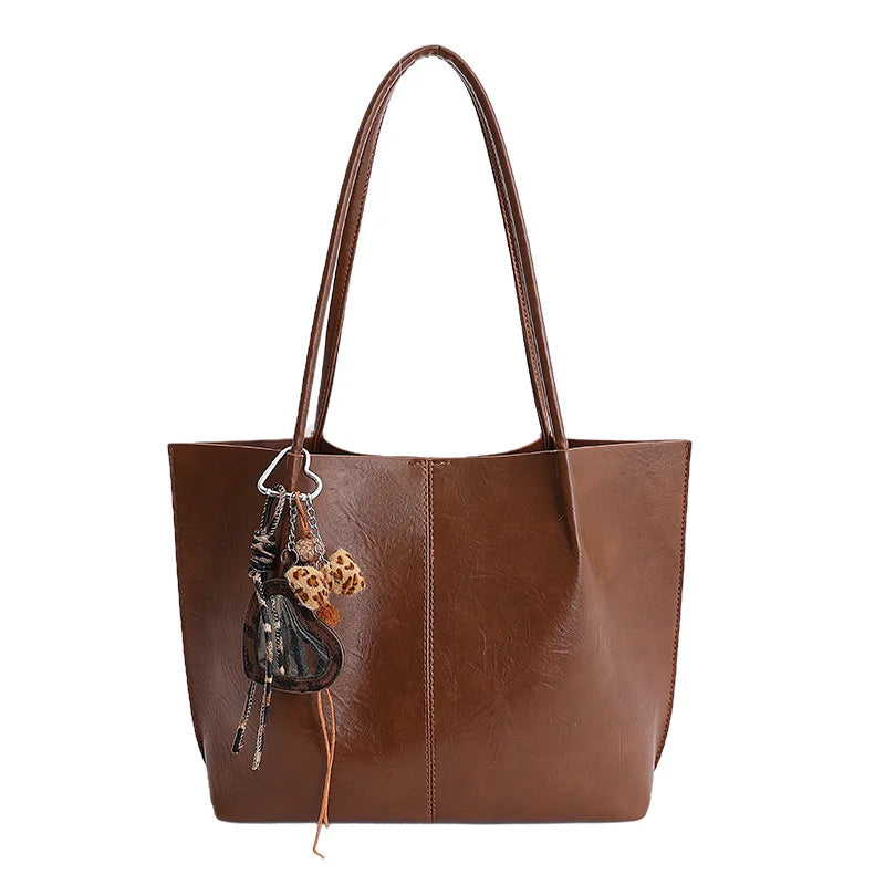Khaki Wrinkled Faux Leather Tote, Fits 13-Inch Laptop