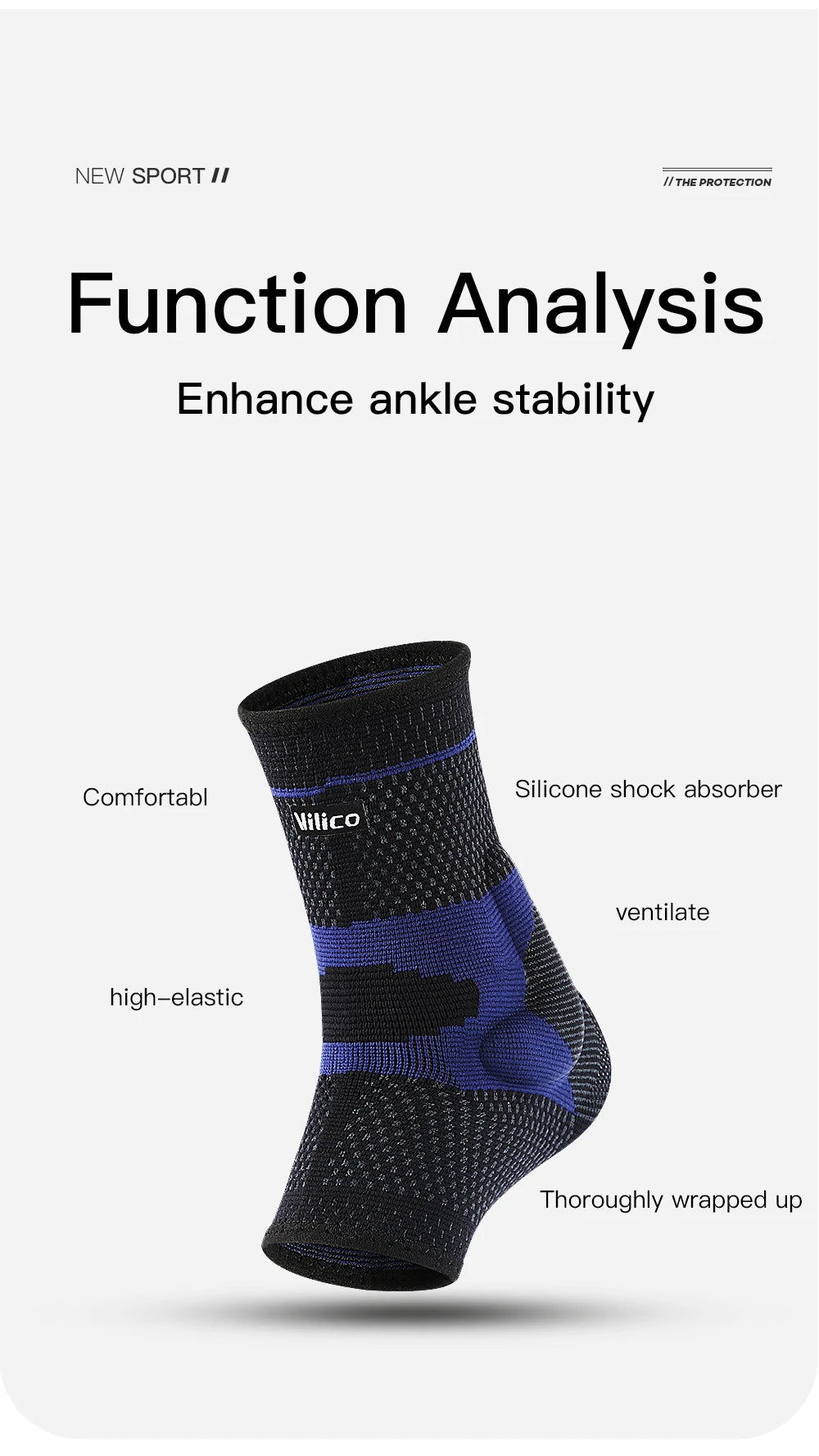 Lightweight High Elastic Fitted Ankle Brace, Shock Absorption Pressure Relief for Daily Sports, Anti-Sprain Ankle Protection Sle
