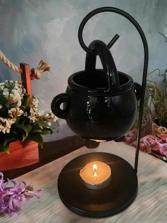 Cauldron Wax Melt Burner Halloween Decorations WaxWarmer Essential Oil Burner Candle Aroma Diffuser For Spa Yoga Meditation