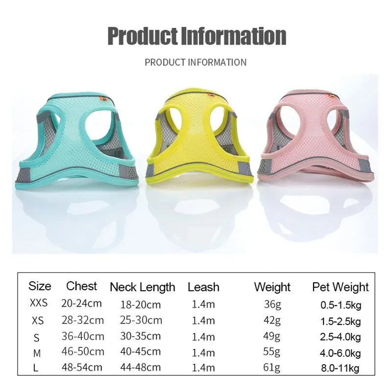 Reflective Breathable Harness Vest for Small & Medium Pets