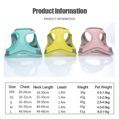 Reflective Breathable Harness Vest for Small & Medium Pets