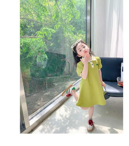 Striped Strawberry Print Girls Summer Dress