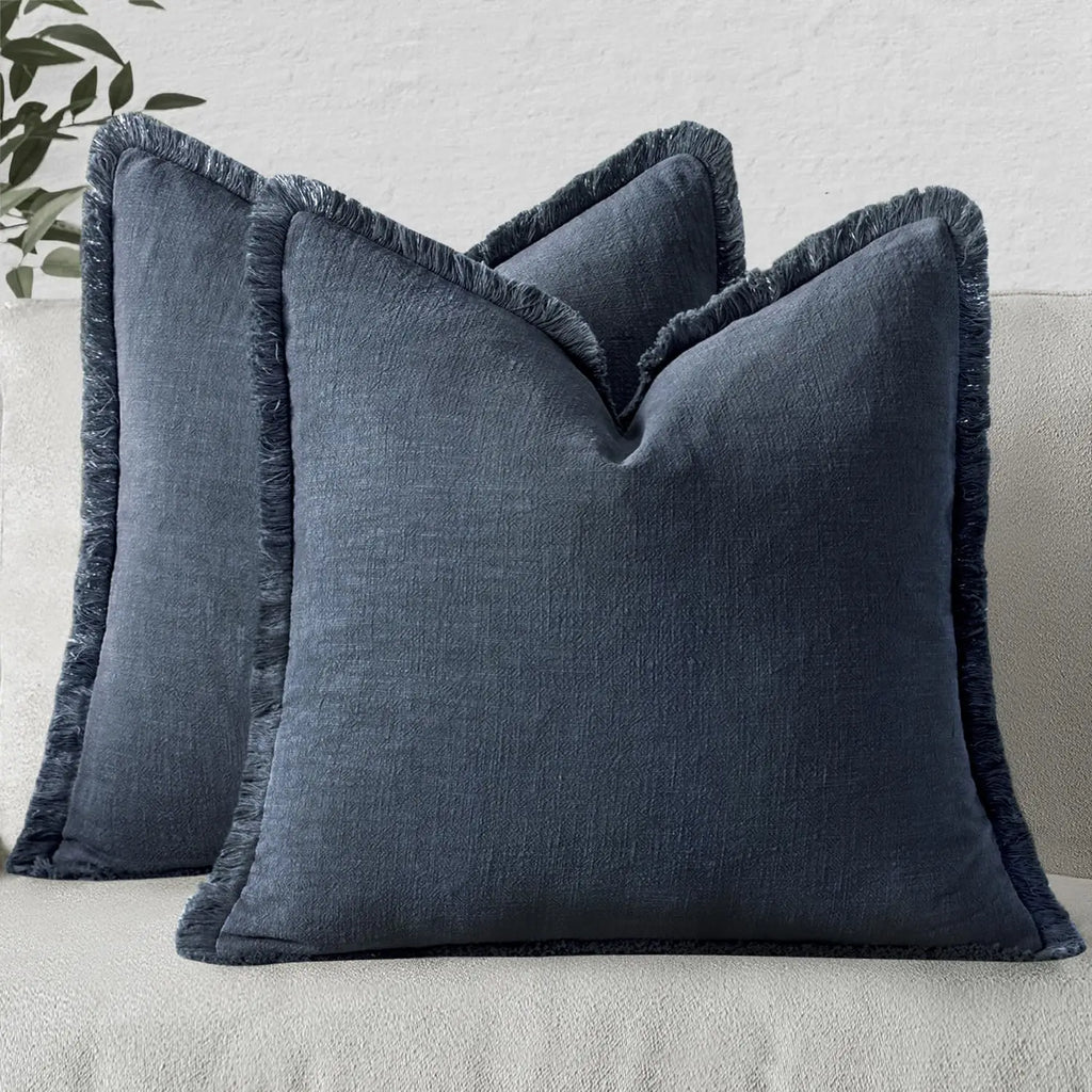 Fringed Boho Cushion Cover with Tassel Detail