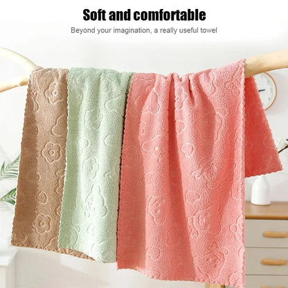 5-Piece Coral Fleece Face Towels — Cute Design, Quick-Drying