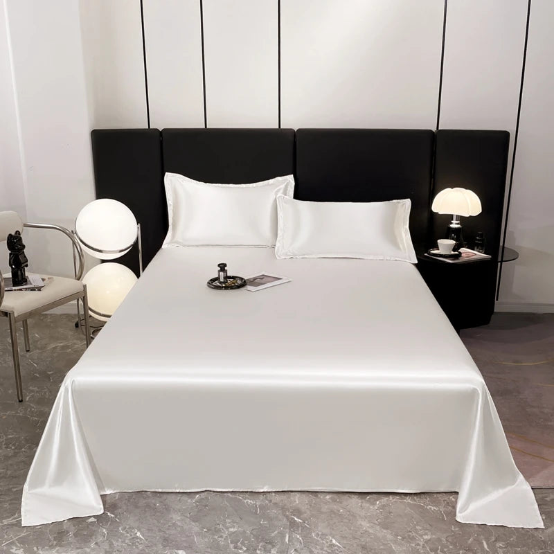 High-end Mulberry Silk Bed Sheet and Pillowcase or Only A Bedsheet Luxury Stain Silky Bed Sheet Set Queen Beautify Skin Bedsheet