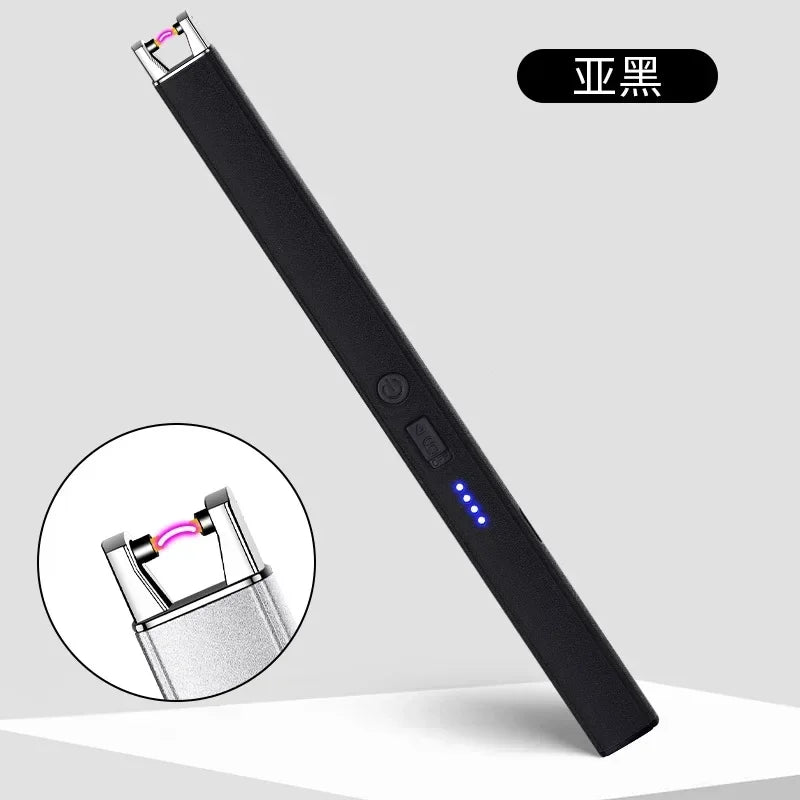 Windproof USB Electric Lighter with Safety Lock & LED Battery Display