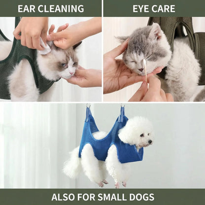 Adjustable Cat Grooming Hammock & Restraint Bag