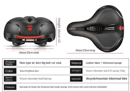 Hollow Breathable Bicycle Saddle Men Women MTB Road Bike Saddle Shock Absorbing Comfortable Big Butt Bike Seat Safety Warning