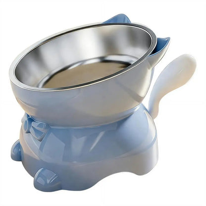Elevated Stainless Steel Cat Bowl with Ear-Shaped Stand