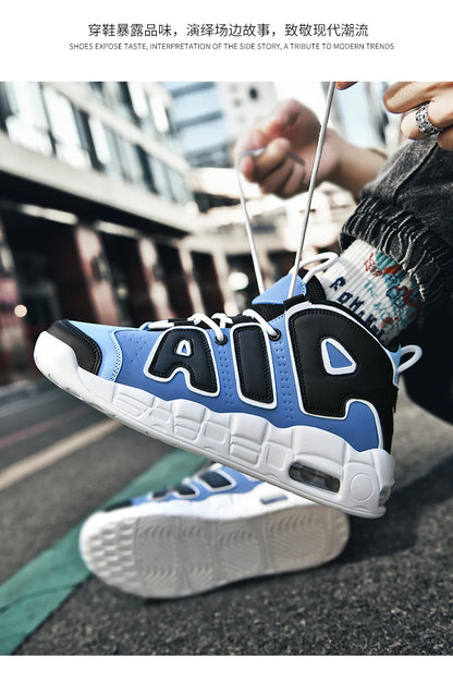 New Large-sized High-top Men's Shoes, Lightweight and Anti-slip Air Cushioned Sports Running Shoes, Casual Basketball Shoes