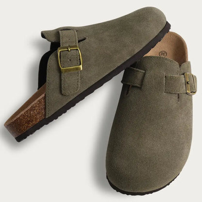 Men’s Suede Clogs — Soft Leather Cork Sandals with Arch Support