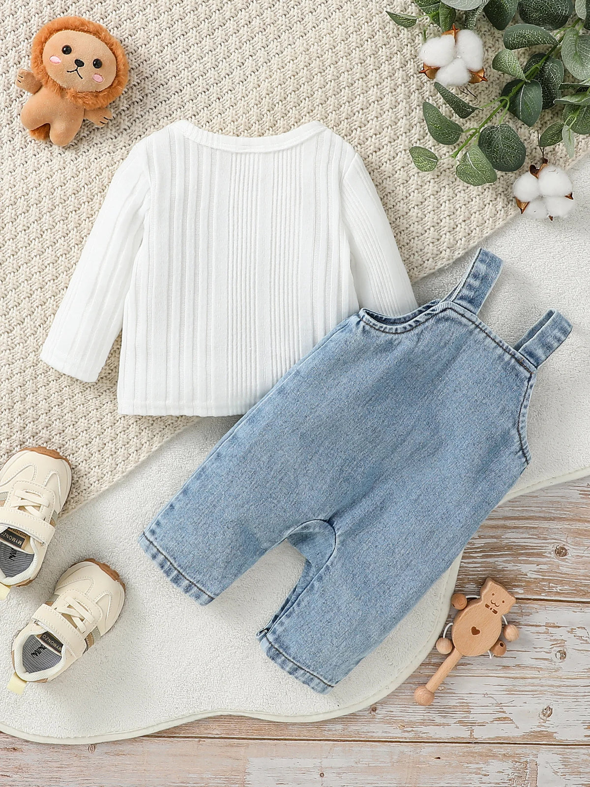 All-Seasons Long Sleeve Top & Romper Set with Letter