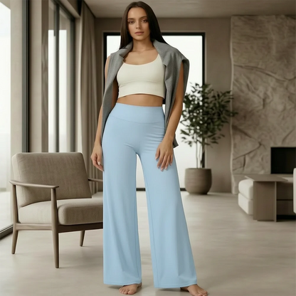 Women's High Waist Straight Leg Yoga Pants — Naked Feel Butt Lifting Ice Silk Trousers