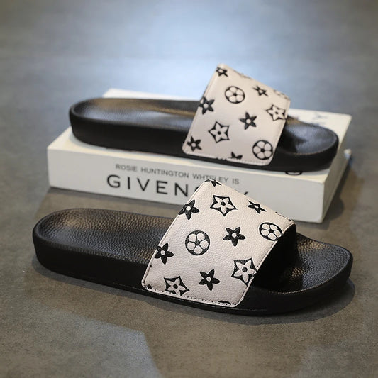 Men's Fashion Slippers Color-blocked Round Toe Heel Wearable Lightweight Anti-slip Quick-drying Classic One-shoulder Slippers