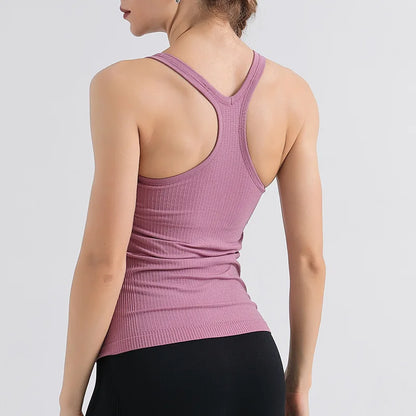 Women’s Yoga Vest Sports Bra — Chest Cushion Athletic Crop Top