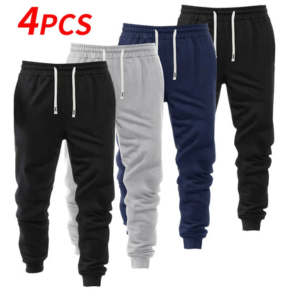 Men's 4-Piece Cuffed Sports Casual Pants — Comfortable Outdoor Jogger Set