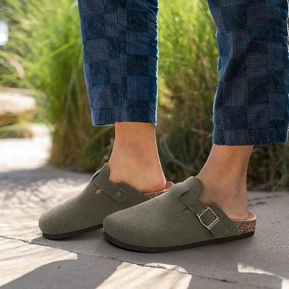 Men’s Suede Clogs — Soft Leather Cork Sandals with Arch Support