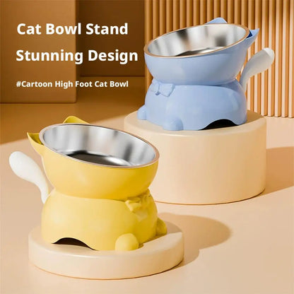 Elevated Stainless Steel Cat Bowl with Ear-Shaped Stand
