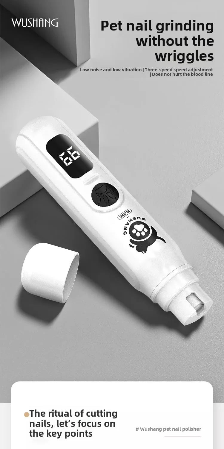 LCD Display Pet Nail Polisher with 3 Grinding Heads