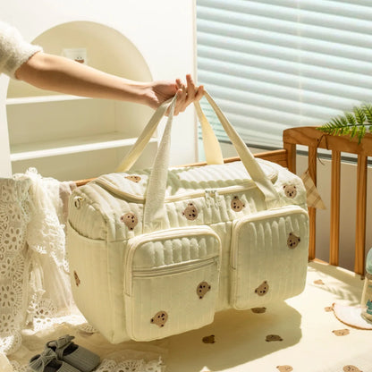 Large Capacity Cotton Maternity Diaper Tote Bag